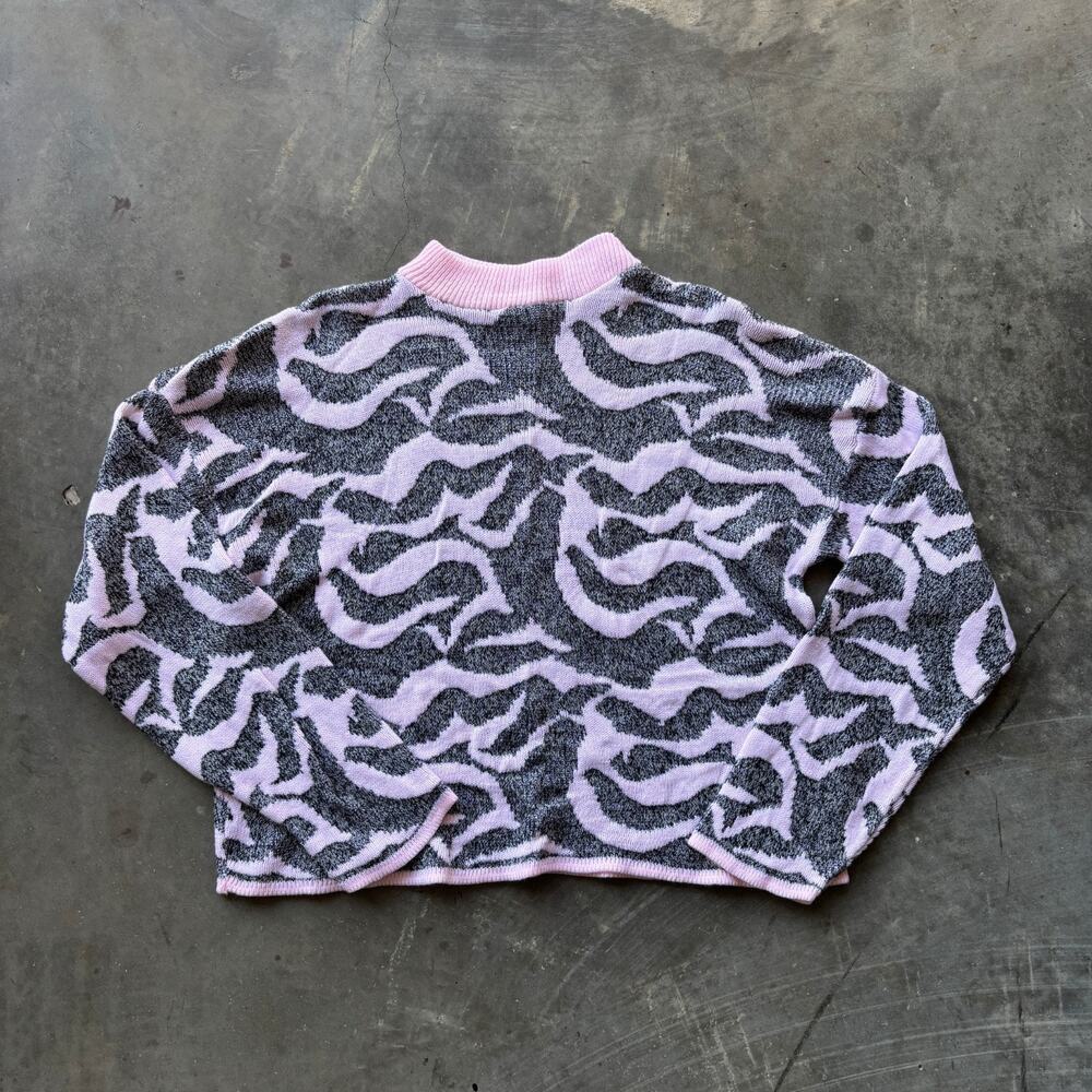 Adele Simpson Sweater Women's Pink Gray Tiger Stripe Long Sleeve - No Size Tag